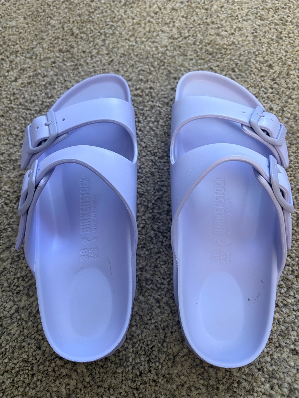 Womens Birkenstock Double-Buckle Slide Sandals in Light Lavender - Picture 2 of 6